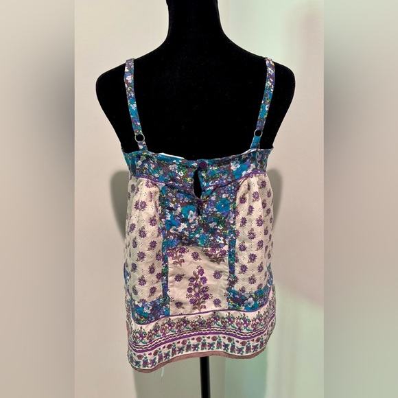 REBECCA TAYLOR Boho Silk Purple Floral Crochet Detail Sleeveless Tank Top 2 - Picture 4 of 9